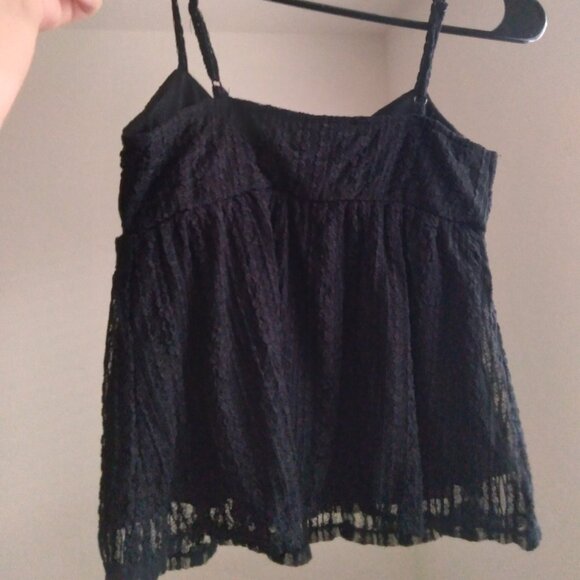 Vintage Y2K No Boundaries Black Lace Overlay Babydoll Tank Top - Picture 2 of 4